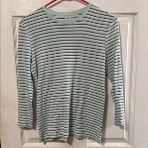 Cherokee Blue and White Fitted Ribbed Long Sleeve Tee